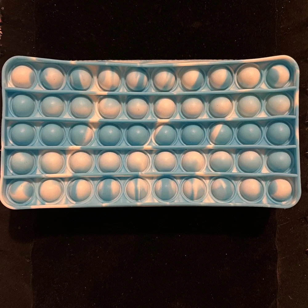 Silicone Fidget Pencil Case Push Pop Bubble Sensory Relief Blue Pop It Fidget